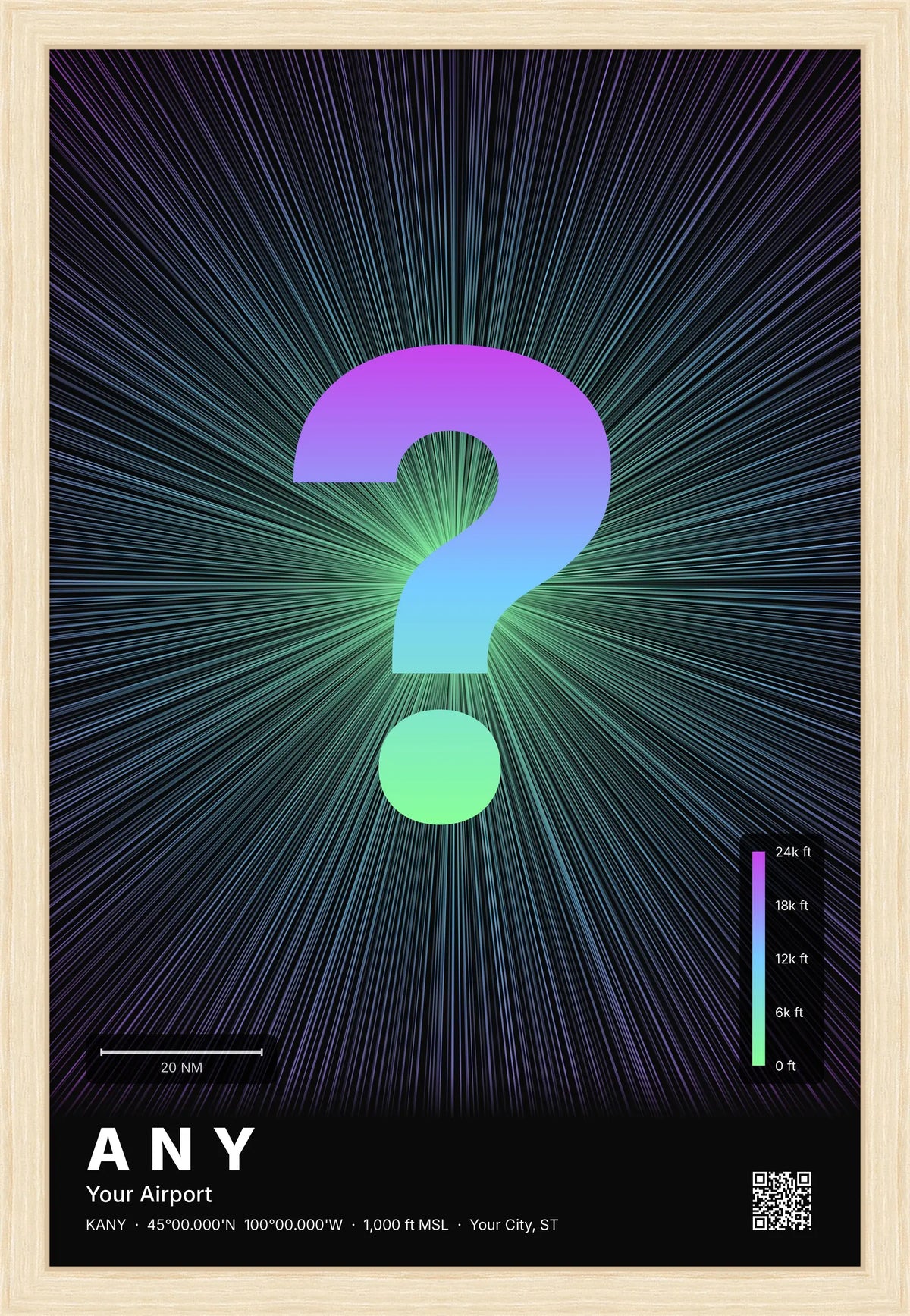 Custom airport print — Prism theme · Dark [material:framed_natural]