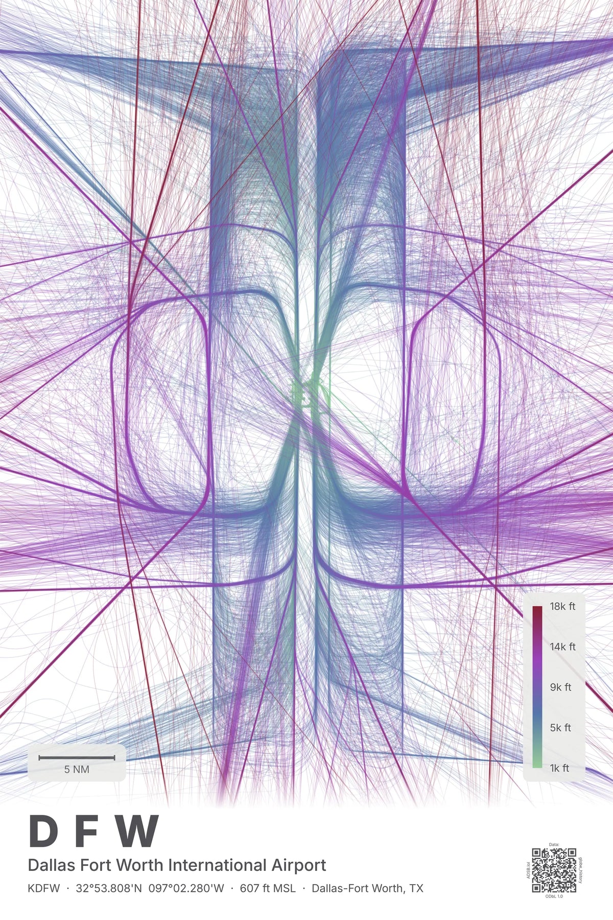 DFW flight path map — Prism theme · Light