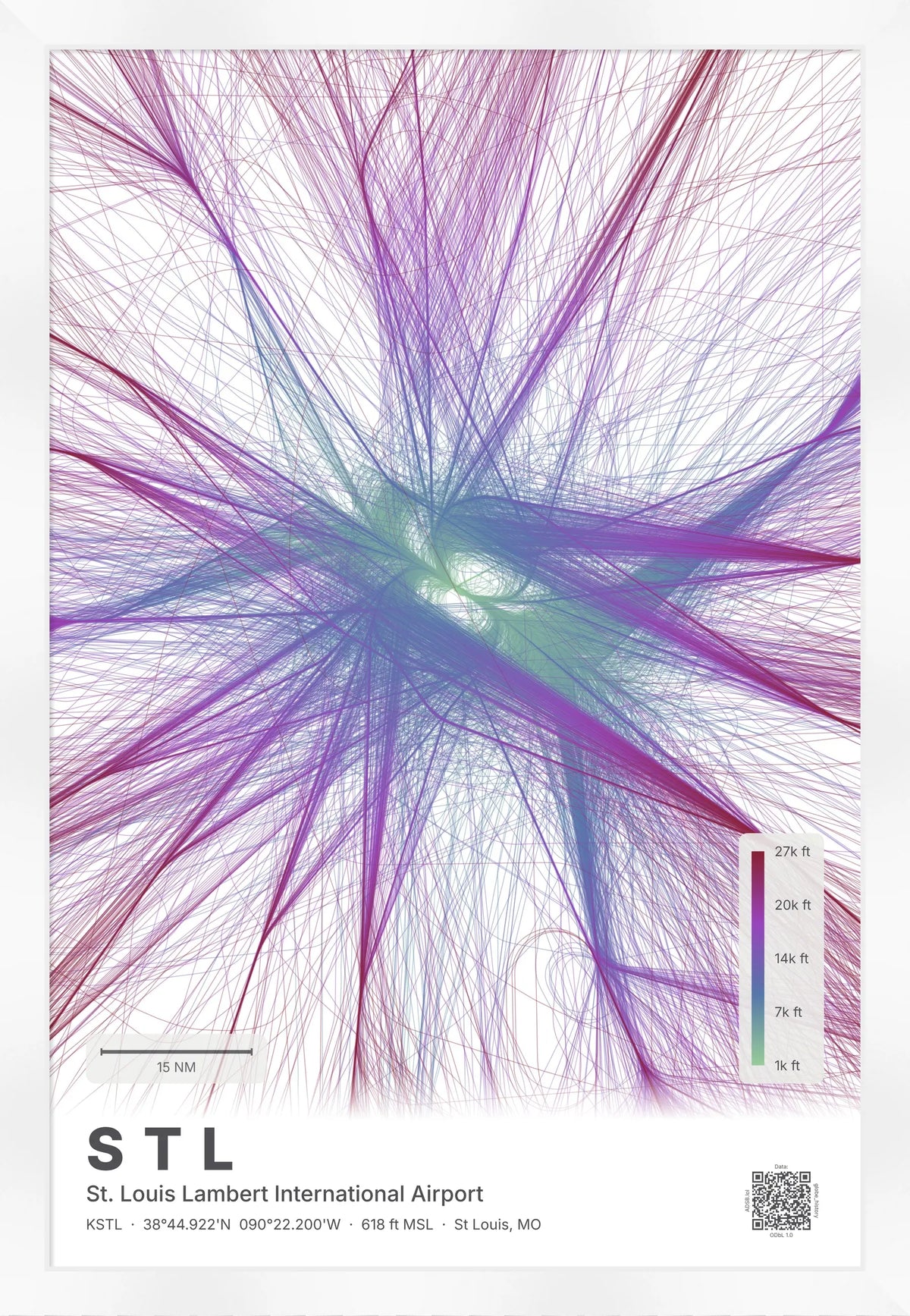 STL flight path print — Prism theme · Light [material:framed_white]