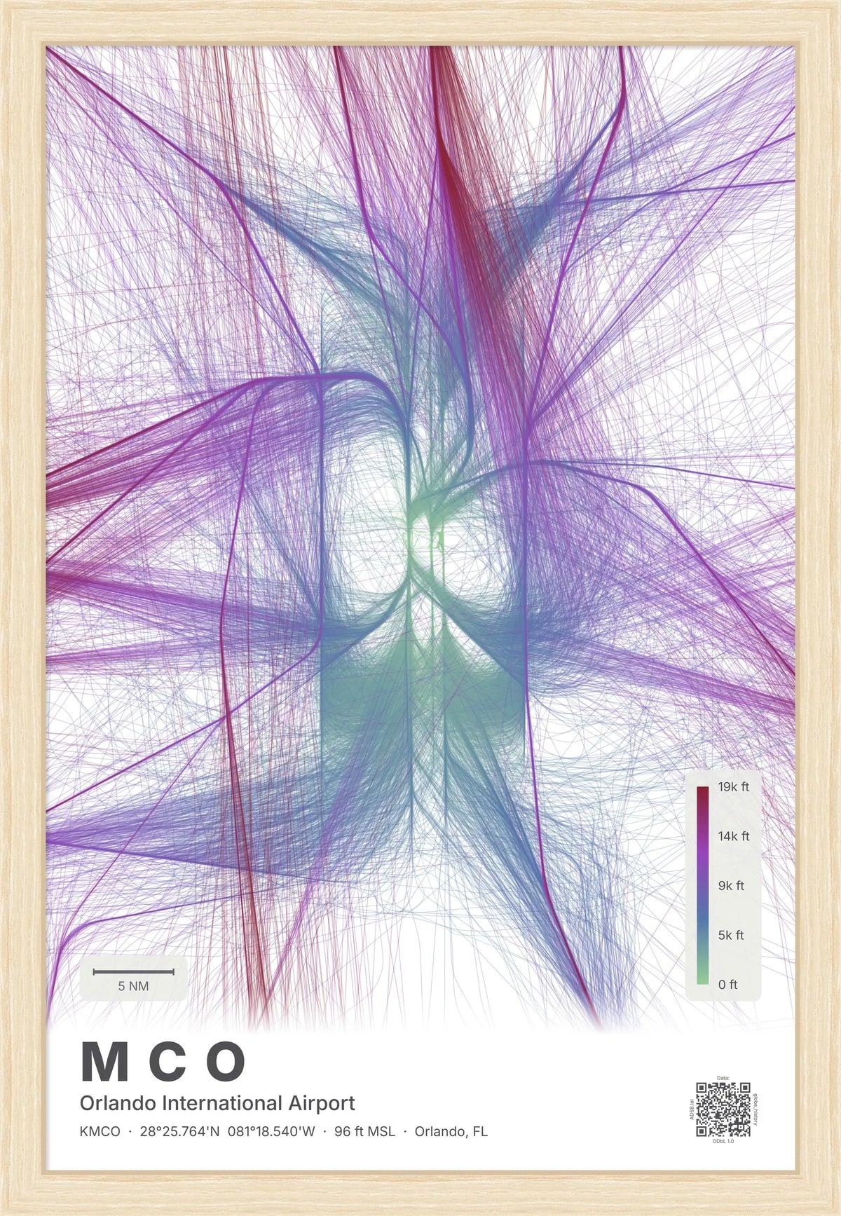 MCO flight path map — Prism theme · Light [material:framed_natural]