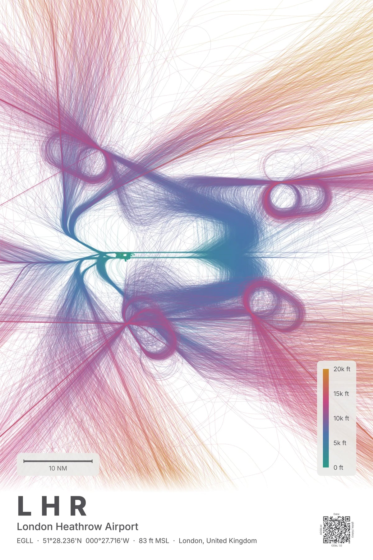 LHR flight path map — Aurora theme · Light