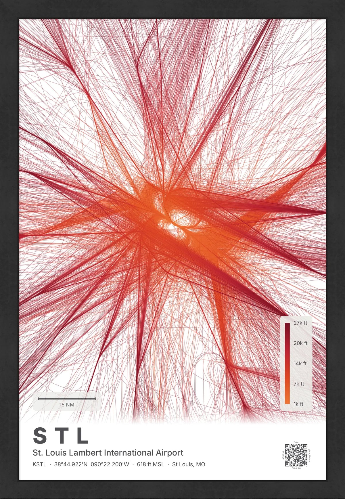 STL flight path print — Inferno theme · Light [material:framed_black]