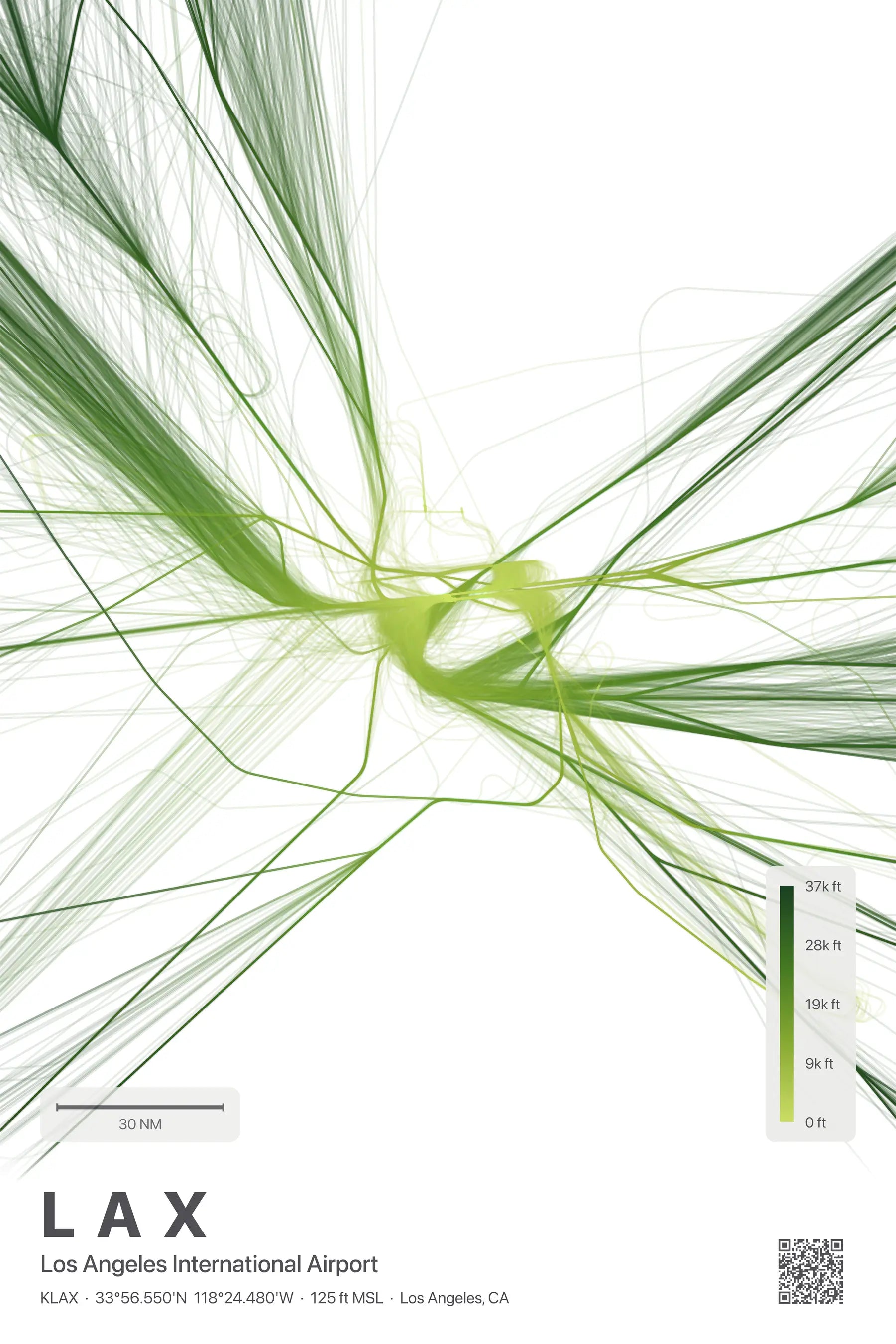 LAX flight path print — Citrus theme · Light