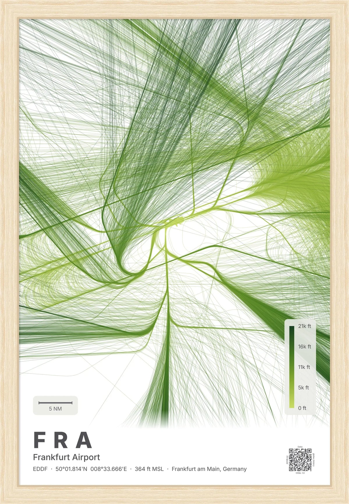 FRA flight path map — Citrus theme · Light [material:framed_natural]