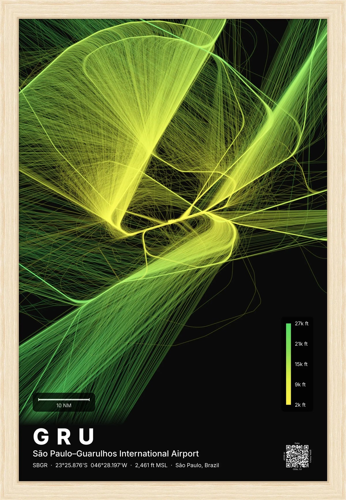GRU flight path map — Citrus theme · Dark [material:framed_natural]