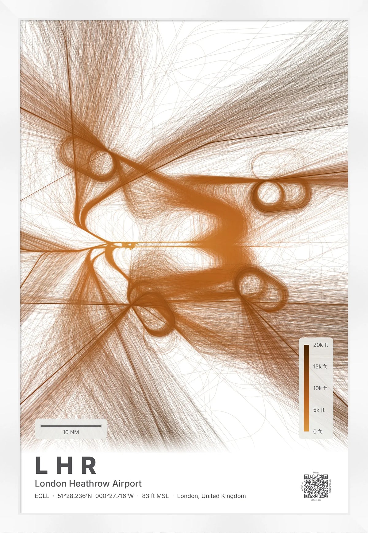 LHR flight path map — Solana theme · Light [material:framed_white]