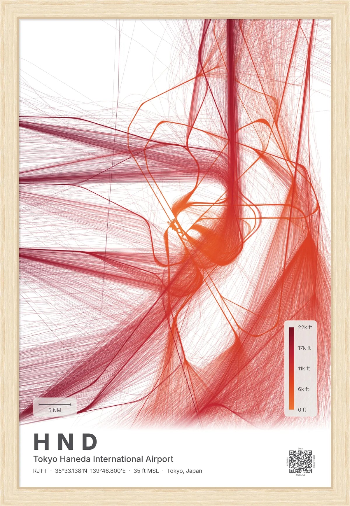 HND flight path map — Inferno theme · Light [material:framed_natural]