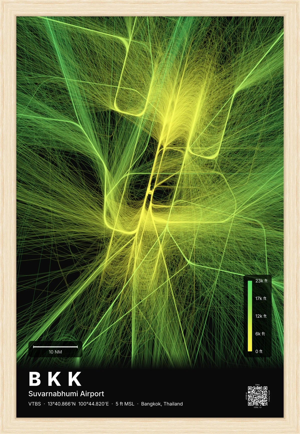 BKK flight path map — Citrus theme · Dark [material:framed_natural]