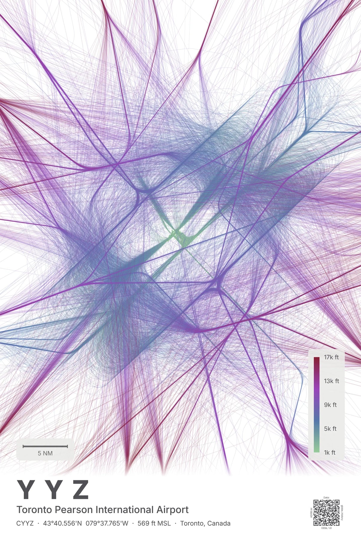 YYZ flight path map — Prism theme · Light