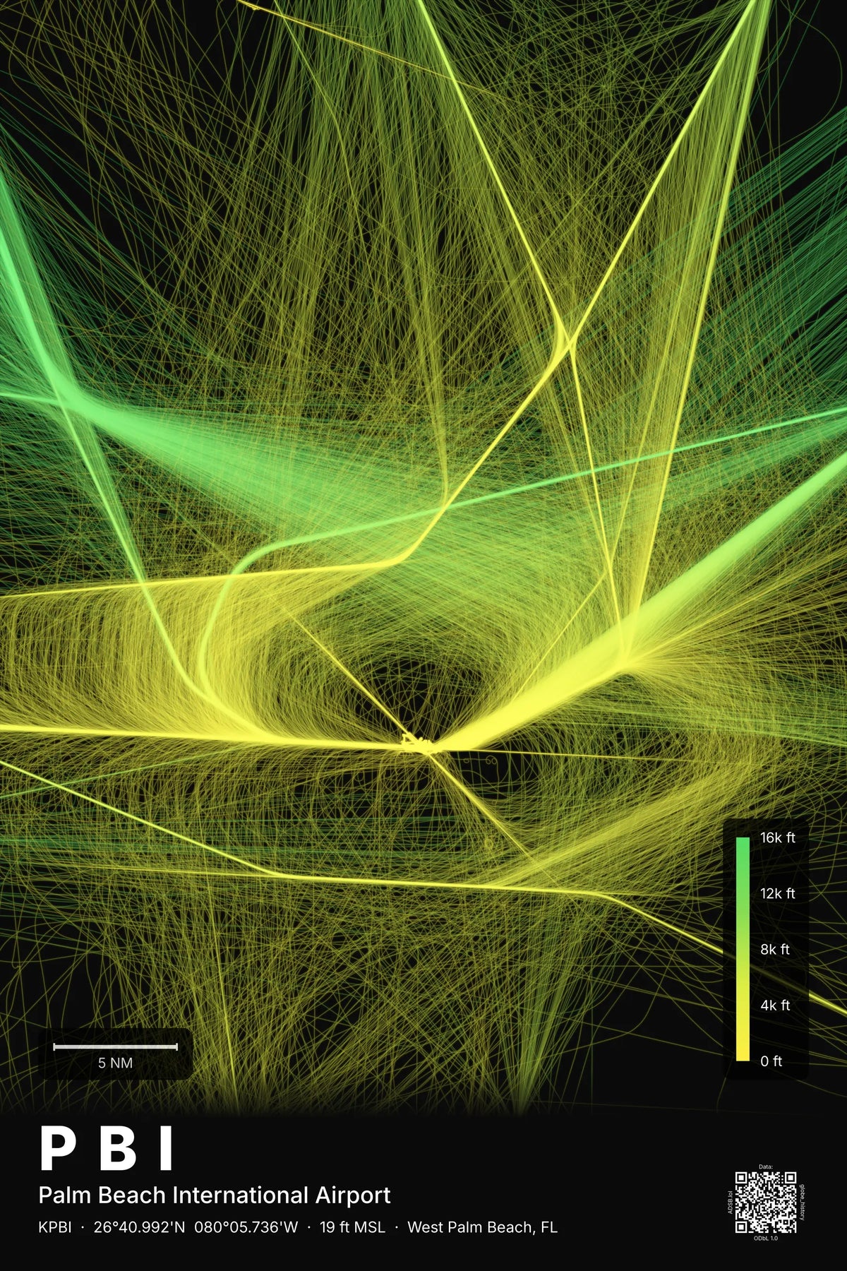 PBI flight path print — Citrus theme · Dark