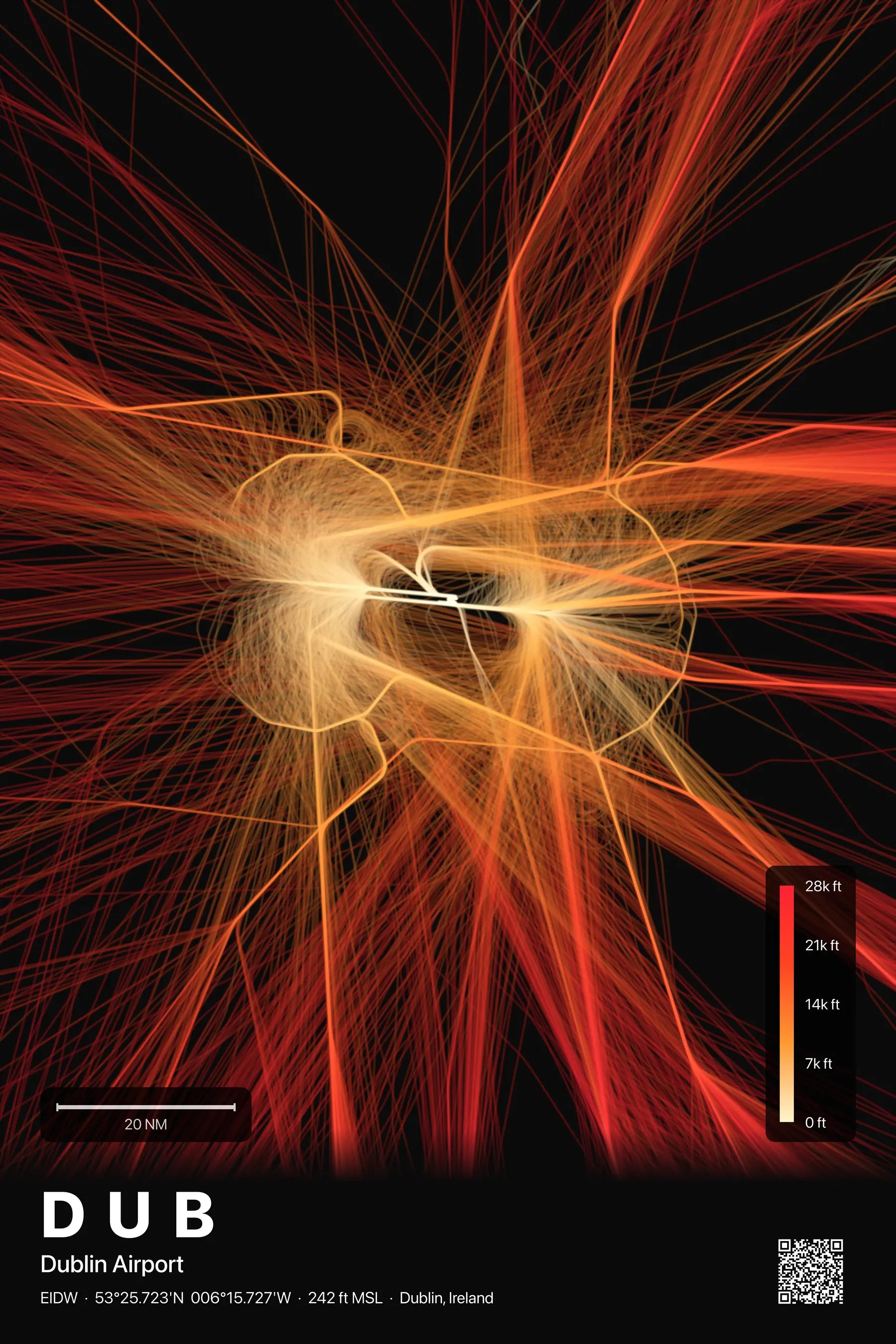 DUB flight path print — Inferno theme · Dark