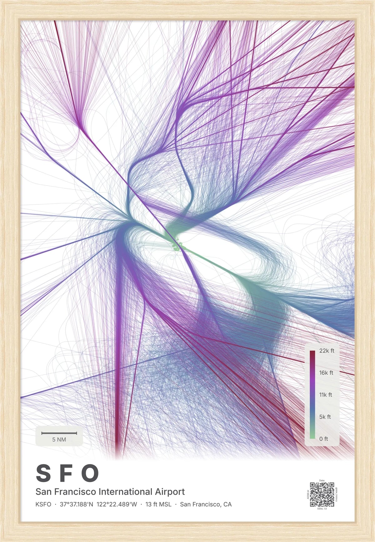 SFO flight path map — Prism theme · Light [material:framed_natural]