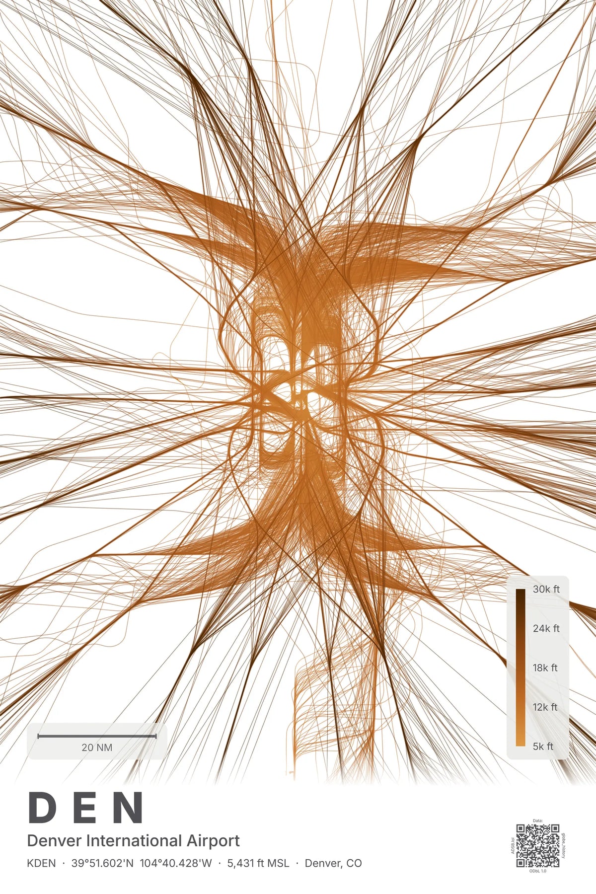 DEN flight path print — Solana theme · Light