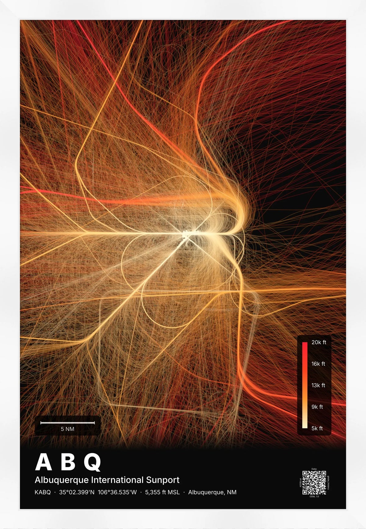 ABQ flight path map — Inferno theme · Dark [material:framed_white]