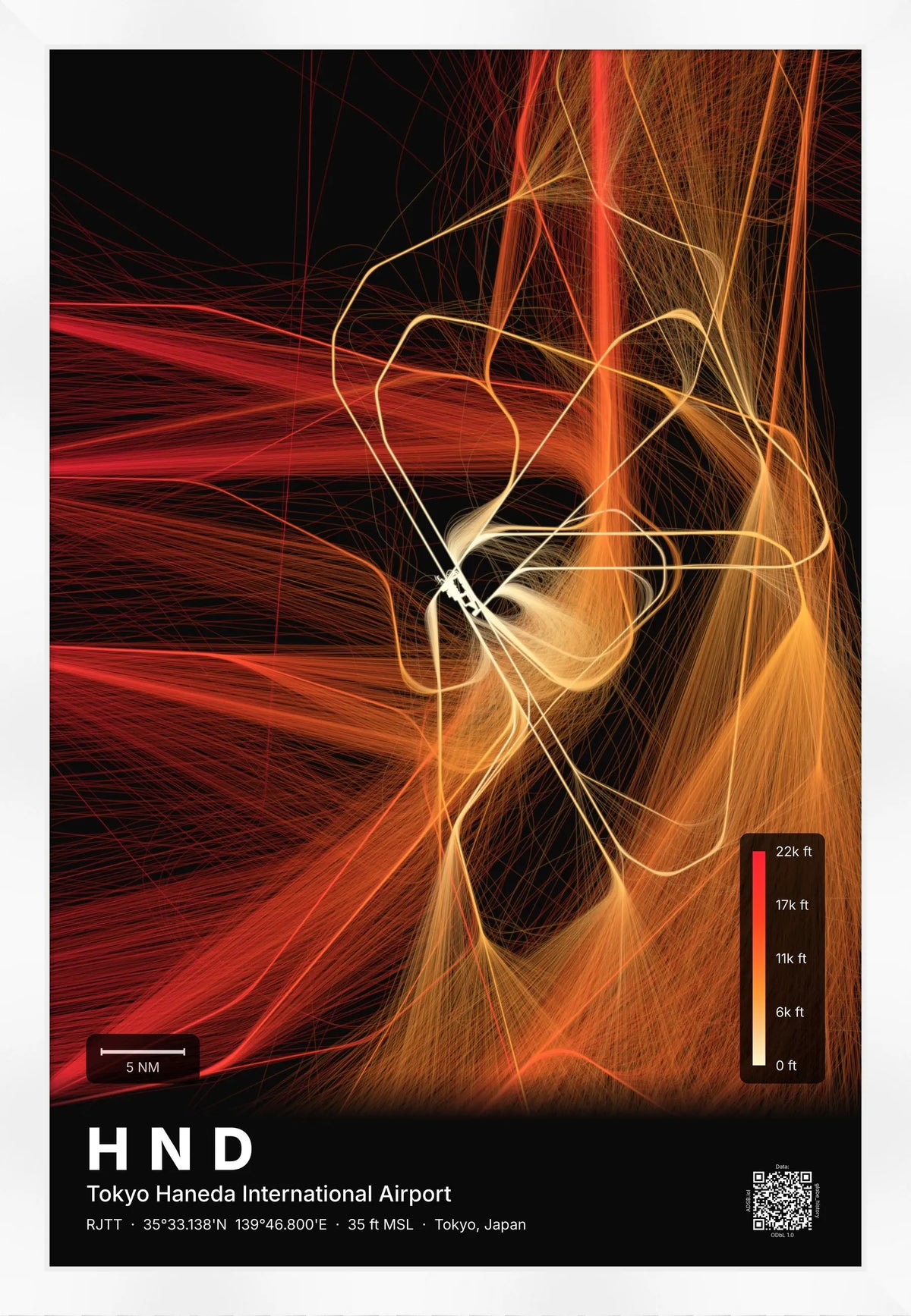 HND flight path map — Inferno theme · Dark [material:framed_white]