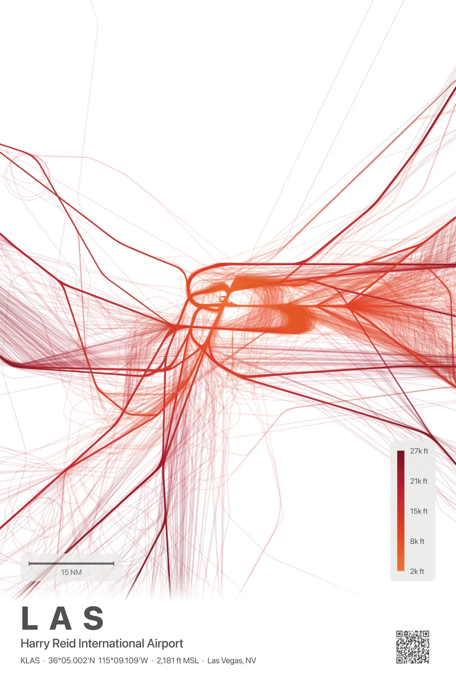 LAS flight path print — Inferno theme · Light