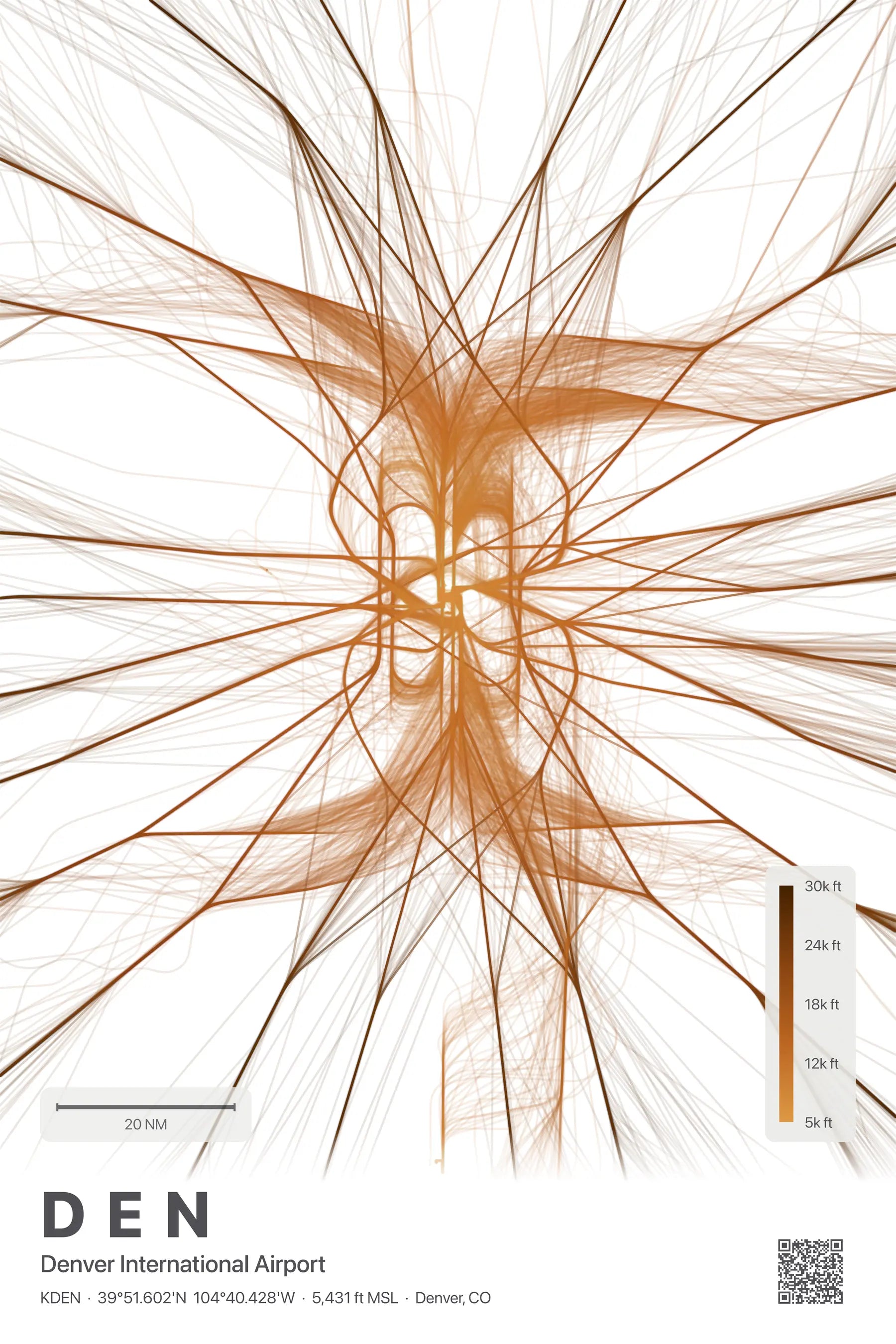 DEN flight path print — Solana theme · Light