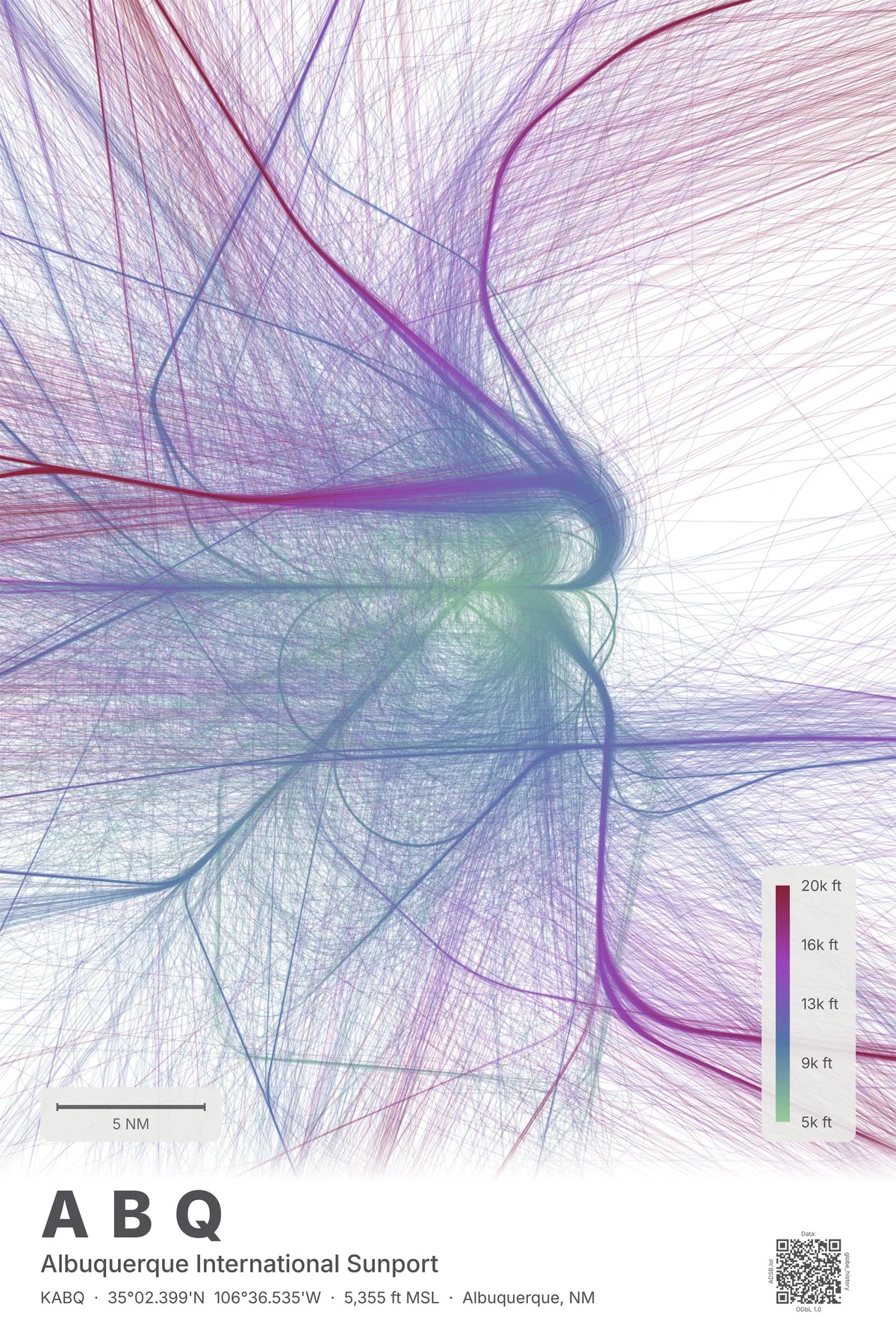 ABQ flight path map — Prism theme · Light
