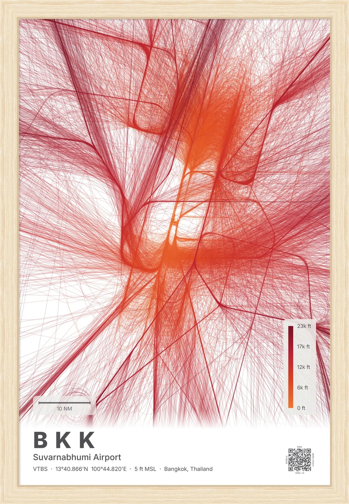 BKK flight path map — Inferno theme · Light [material:framed_natural]