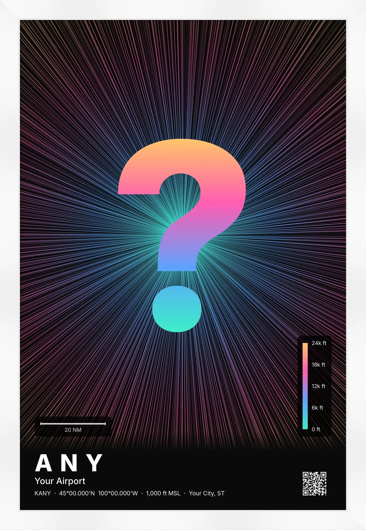 Custom airport print — Aurora theme · Dark [material:framed_white]