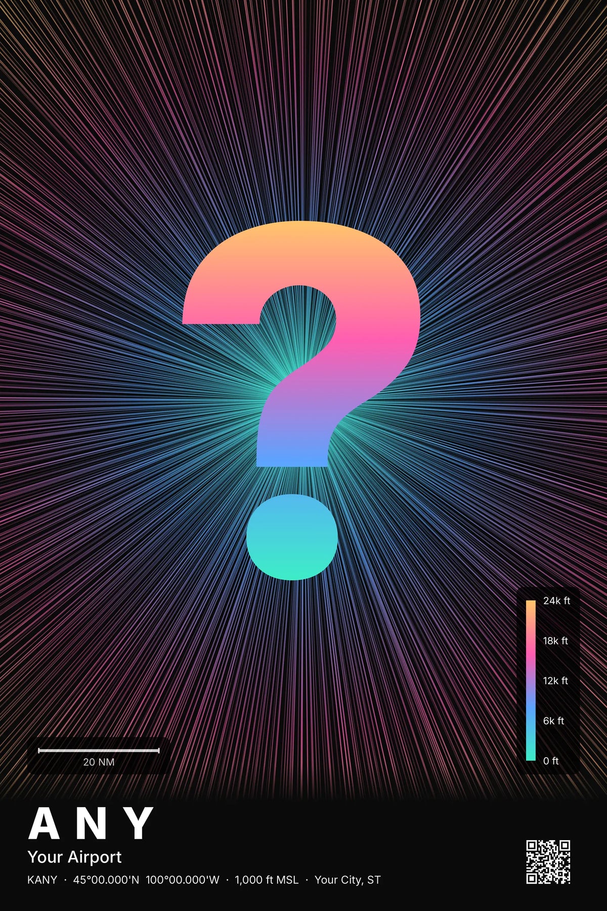 Custom airport print — Aurora theme · Dark