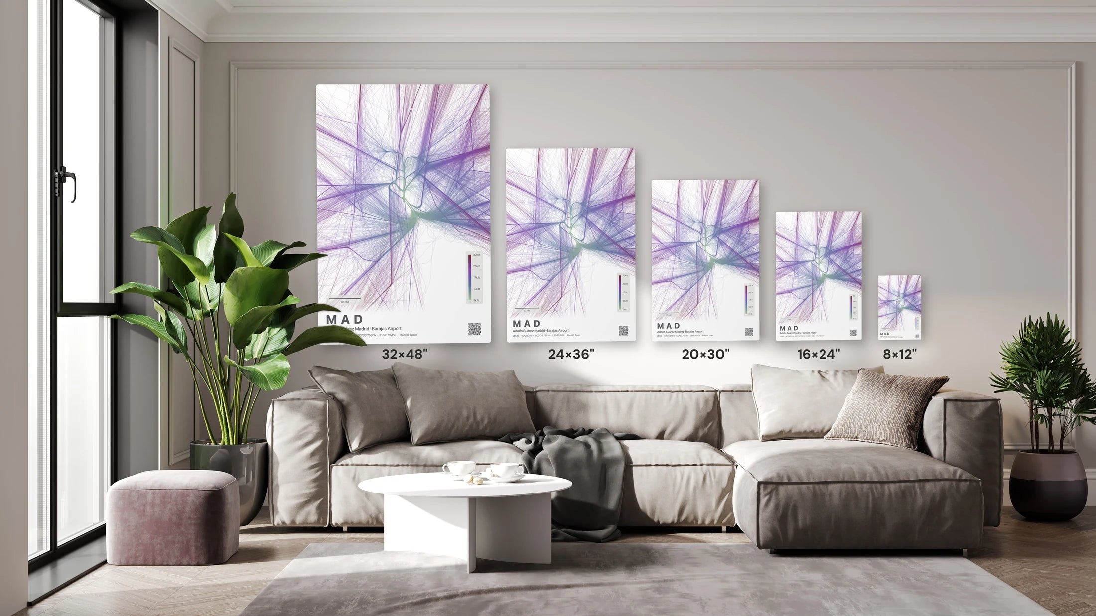 MAD flight path print — Prism theme · Light size guide