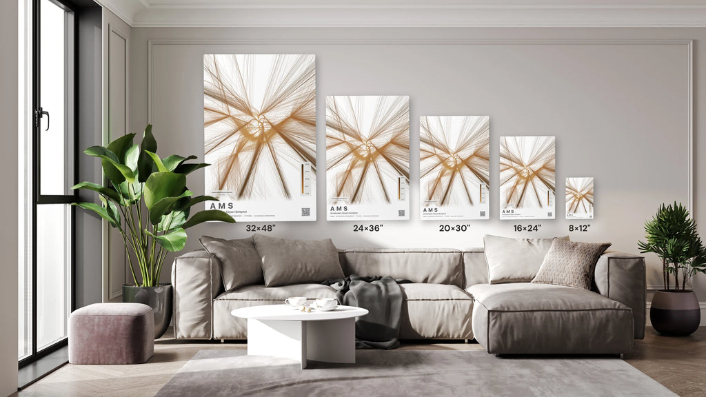 AMS flight path print — Solana theme · Light size guide