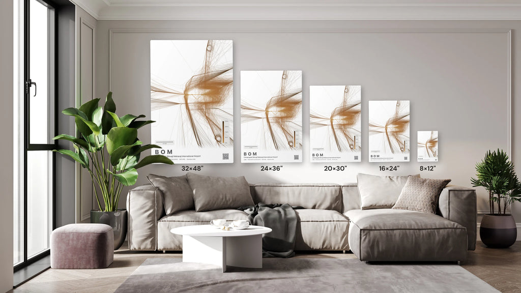 BOM flight path print — Solana theme · Light size guide