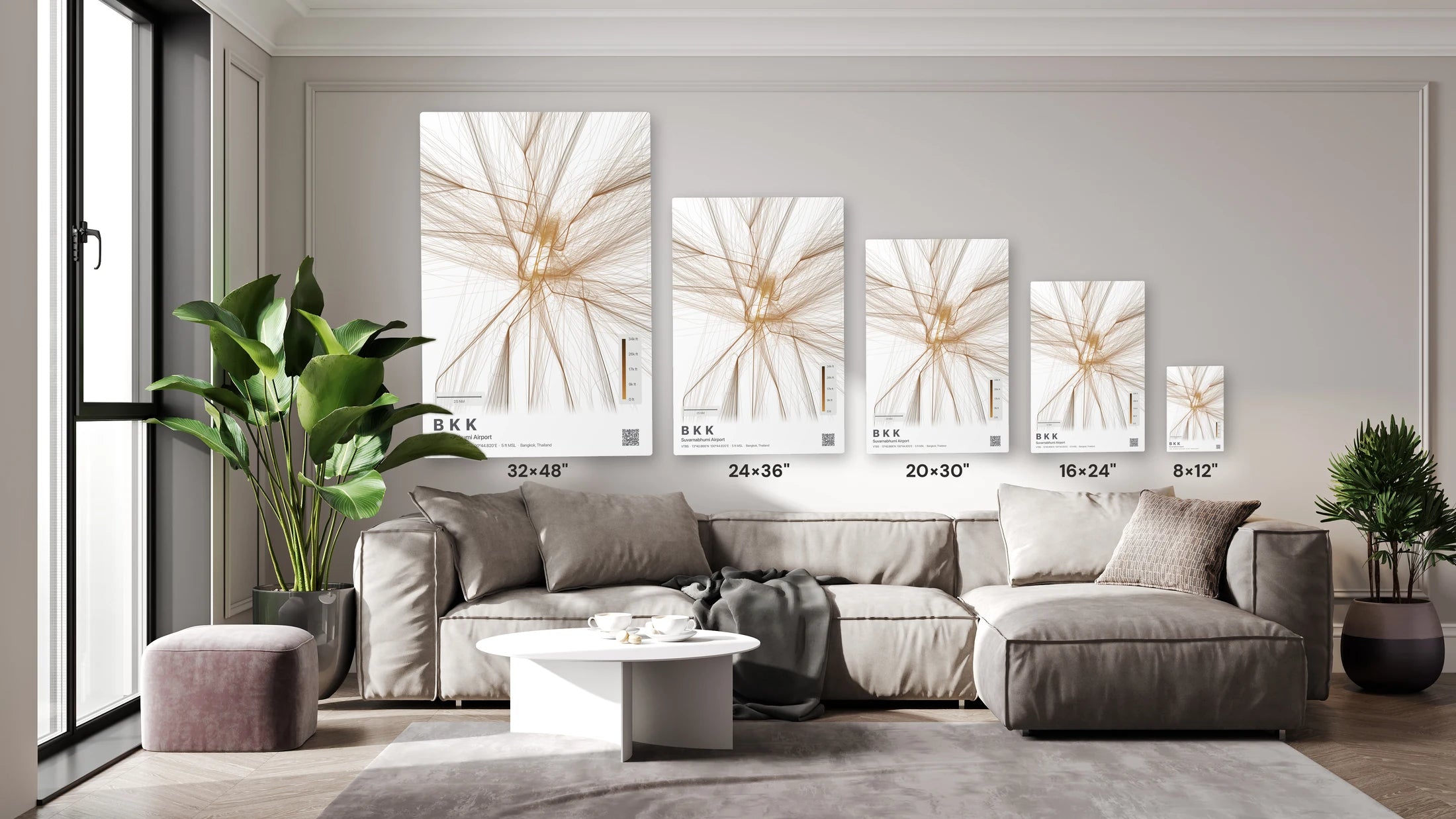 BKK flight path print — Solana theme · Light size guide