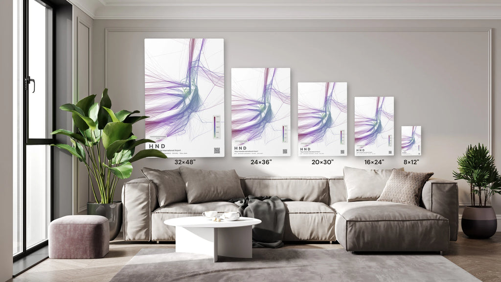 HND flight path print — Prism theme · Light size guide